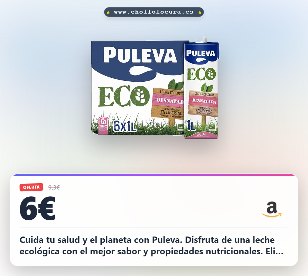 Aprovecha la leche ecológica Desnatada Puleva en caja de 6 litros al mejor precio de chollo
