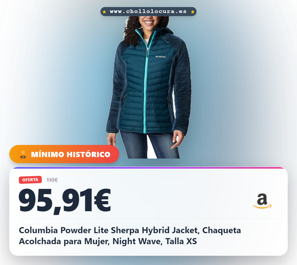 Columbia Powder Lite Sherpa Hybrid Jacket, Chaqueta Acolchada para Mujer, Night Wave, Talla XS