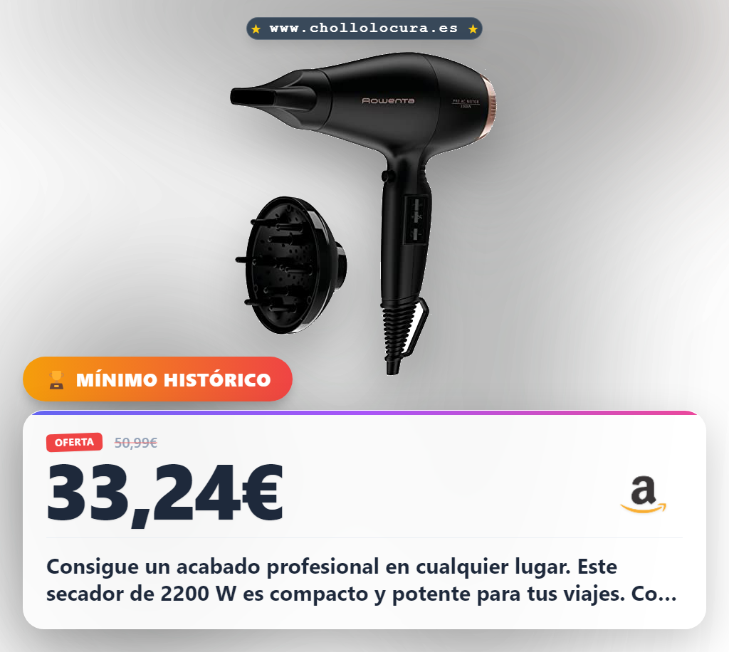 Consigue secador de pelo profesional 2200 W compacto para viajes con difusor rizos y aire frío al mejor precio