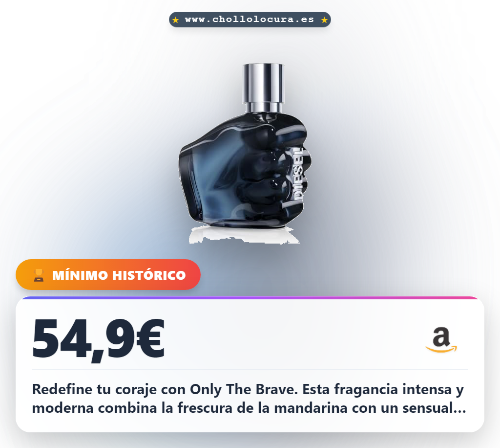 Descubre el Only The Brave Eau de Parfum de Diesel para hombre, fresco y cálido. Fragancia intensa con mandarina y cuero a precio de chollo