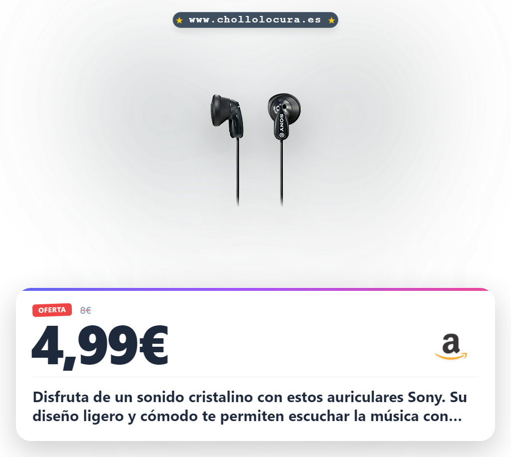 Consigue auriculares Sony in-ear ligeros y de alta calidad con sonido claro y cómodo
