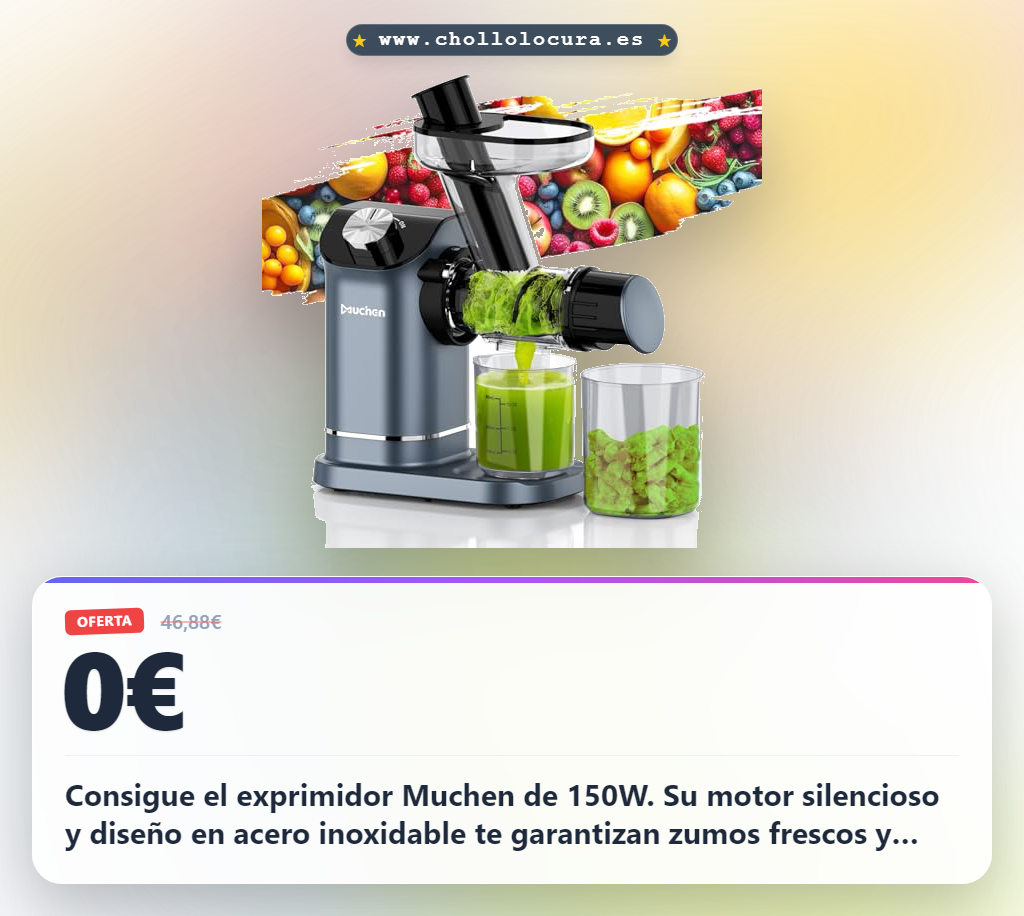 Obtén el Exprimidor Muchen de 150W con prensado en frío y motor silencioso al mejor precio