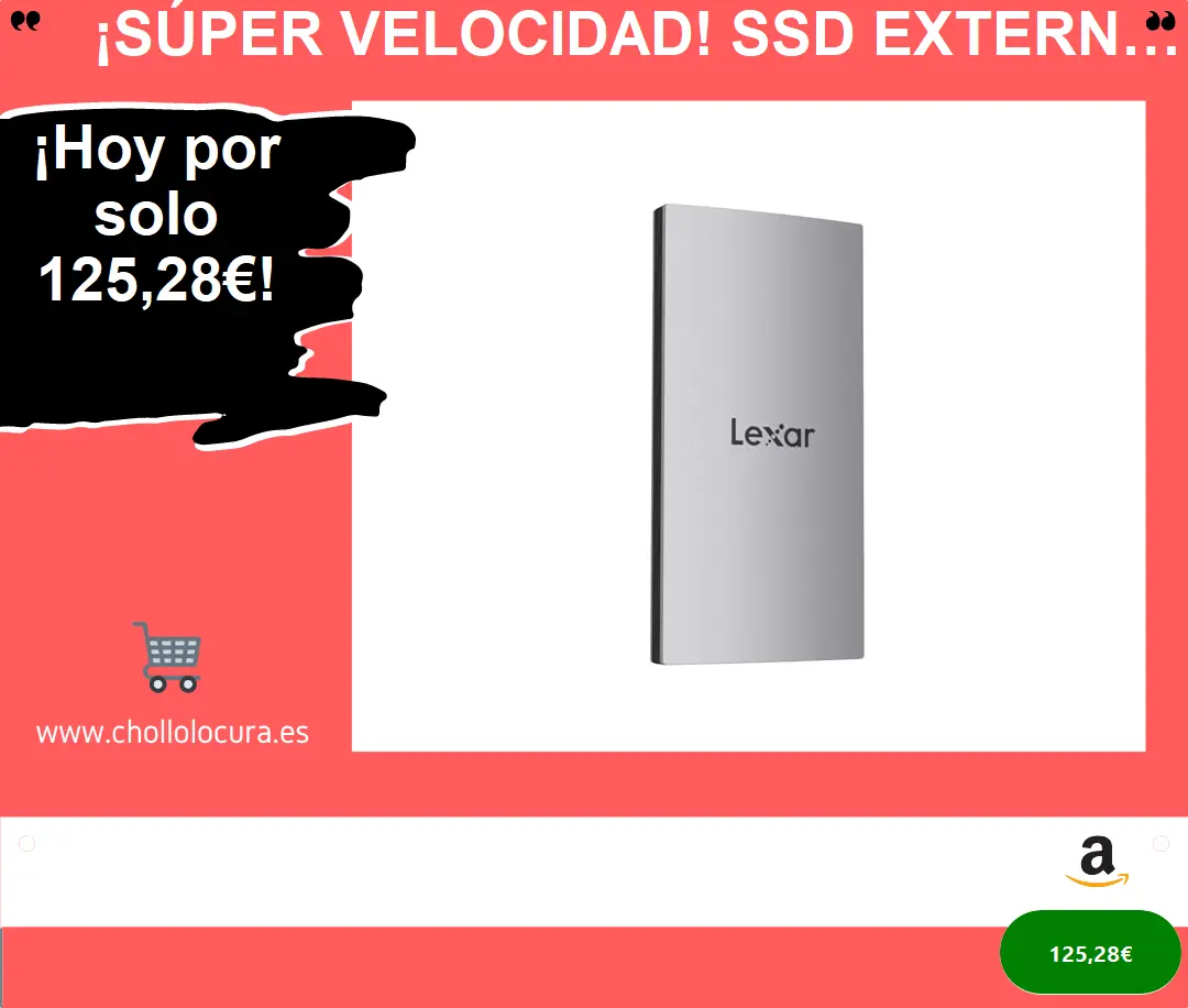 ¡Súper Velocidad! SSD Externo Lexar ES3: 1050 MB/s, Compatible iPhone 15, Mac, PS5, Xbox, Cifrado 256 bits