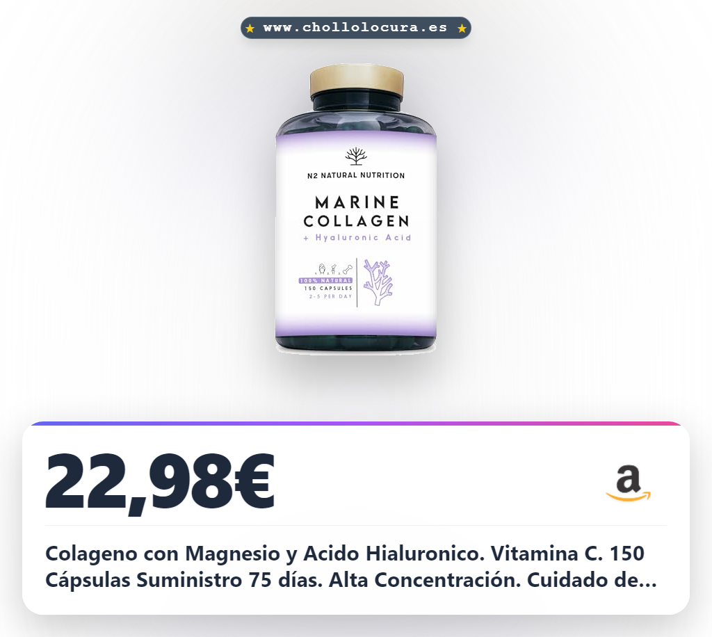 Colageno con Magnesio y Acido Hialuronico. Vitamina C. 150 Cápsulas Suministro 75 días. Alta Concentración. Cuidado de Articulaciones, Piel y Huesos. Colágeno Marino PEPTAN. CE.N2 Natural Nutrition