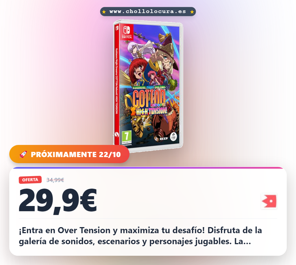 Aprovecha Cotton Reboot High Tension para Nintendo Switch con DLC Marion y galería de sonidos