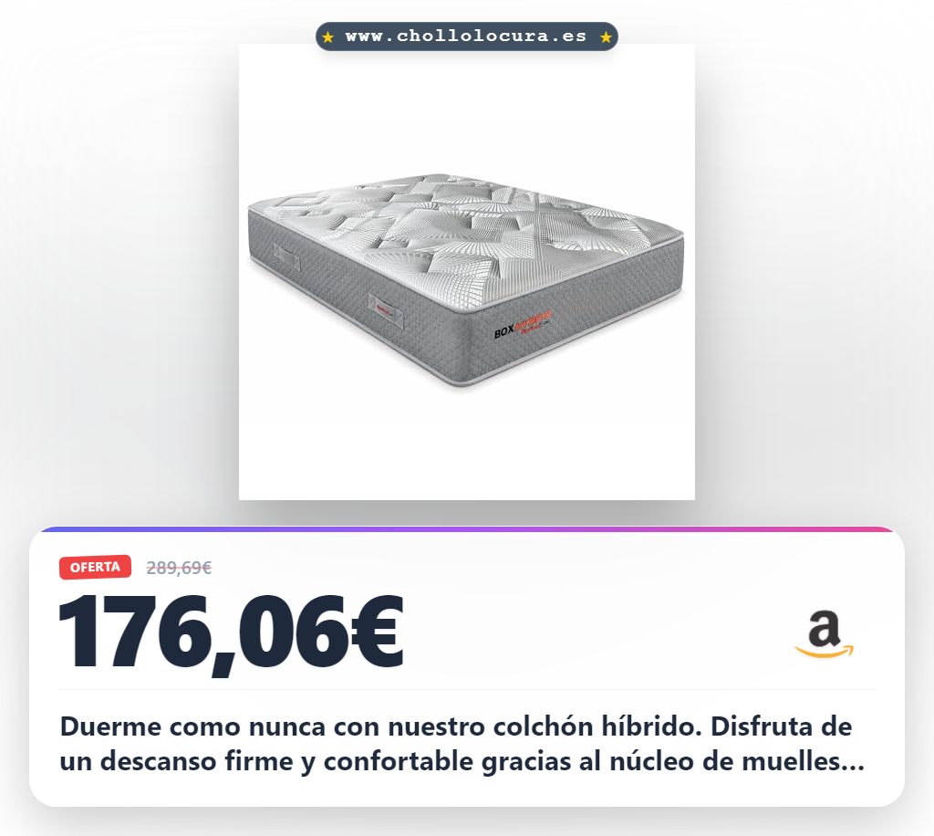 Consigue el colchón Box Hybrid Viscoelástico con núcleo de muelles ensacados y 7 zonas de descanso en oferta