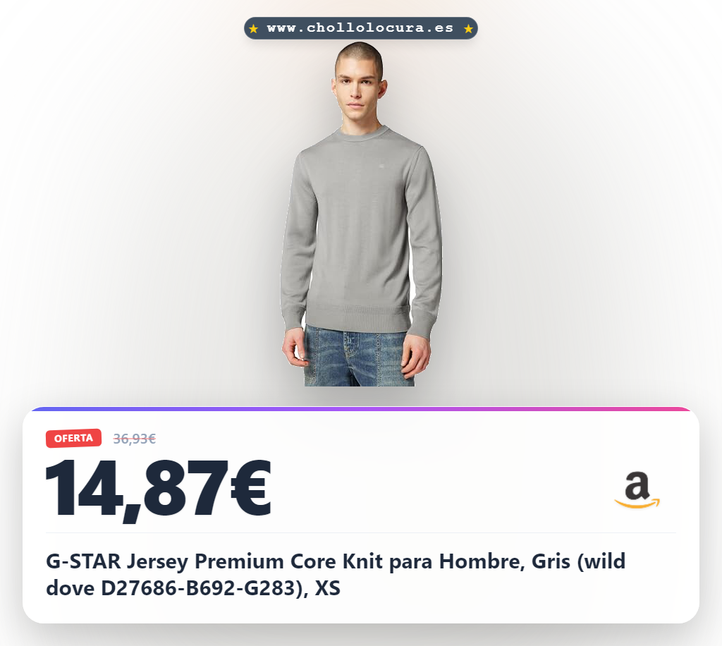 G-STAR Jersey Premium Core Knit para Hombre, Gris (wild dove D27686-B692-G283), XS