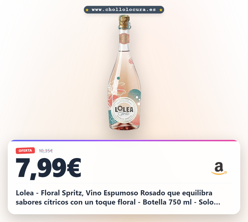 Lolea - Floral Spritz, Vino Espumoso Rosado que equilibra sabores cítricos con un toque floral - Botella 750 ml - Solo Azúcares Naturales - Óptimo para celebraciones y cócteles