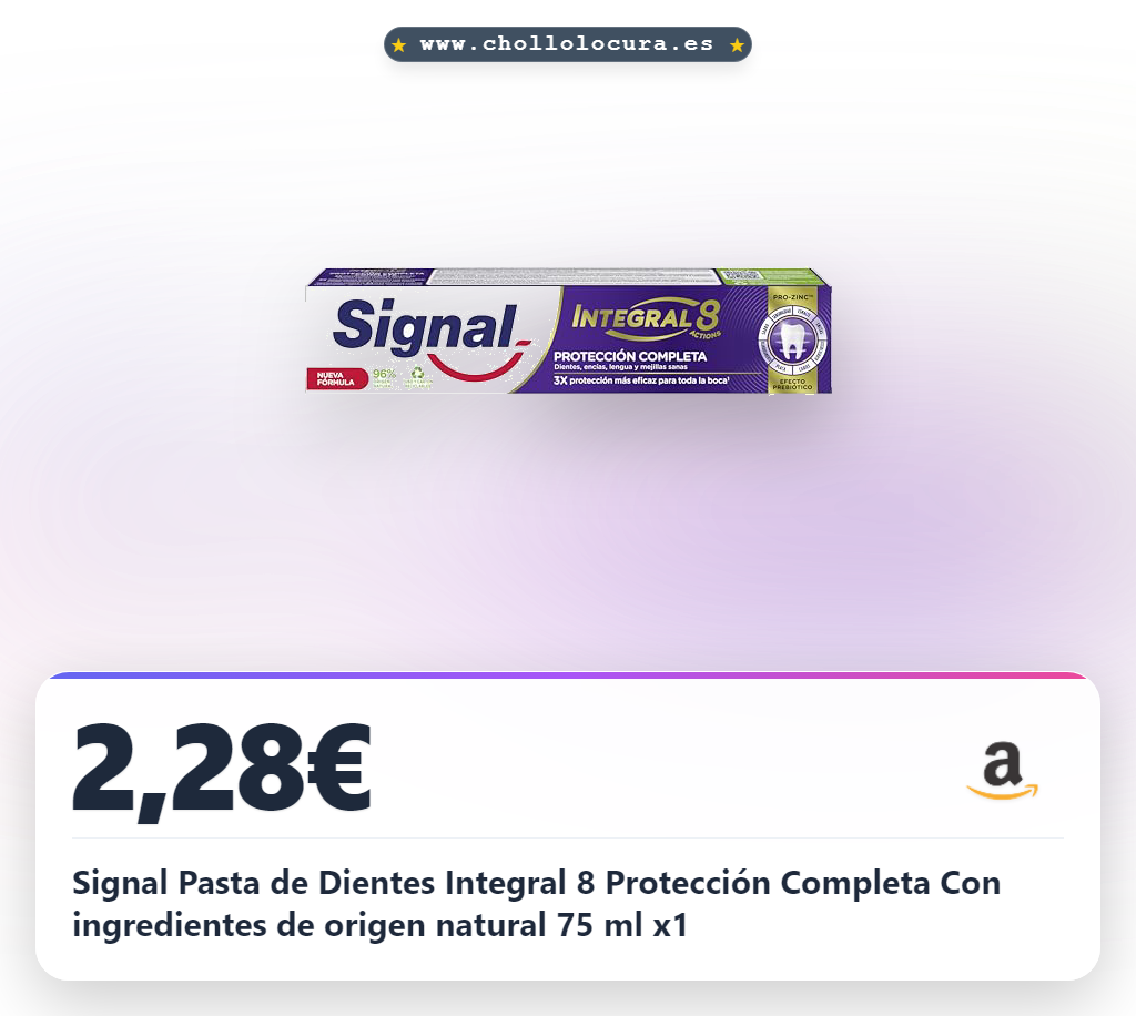 Signal Pasta de Dientes Integral 8 Protección Completa Con ingredientes de origen natural 75 ml x1