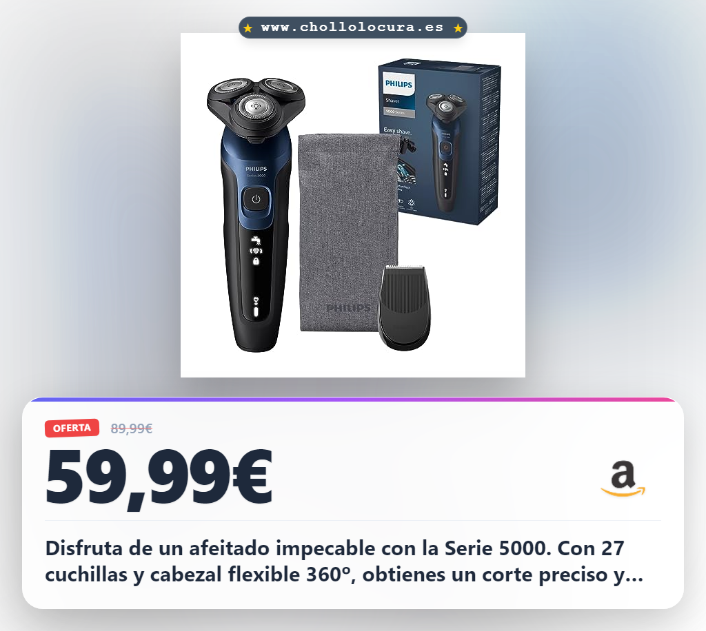 Disfruta un afeitado impecable con la afeitadora eléctrica Philips Serie 5000 en oferta exclusiva