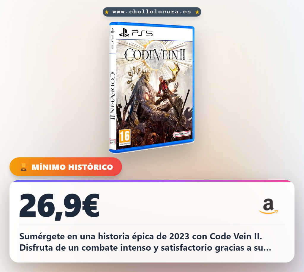 Disfruta el combate intenso y satisfactorio de Code Vein II para PS5 en oferta histórica