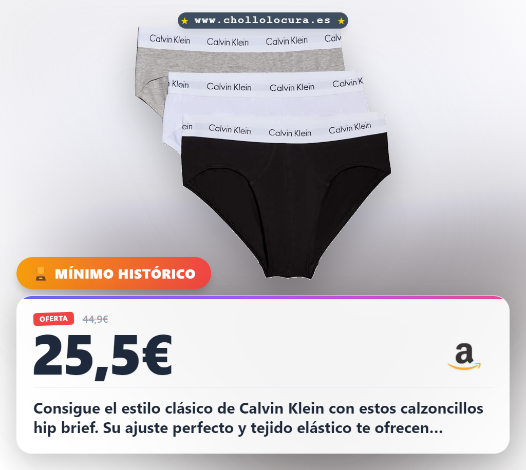 Consigue el pack de 3 calzoncillos Calvin Klein Hip Briefs en oferta histórica