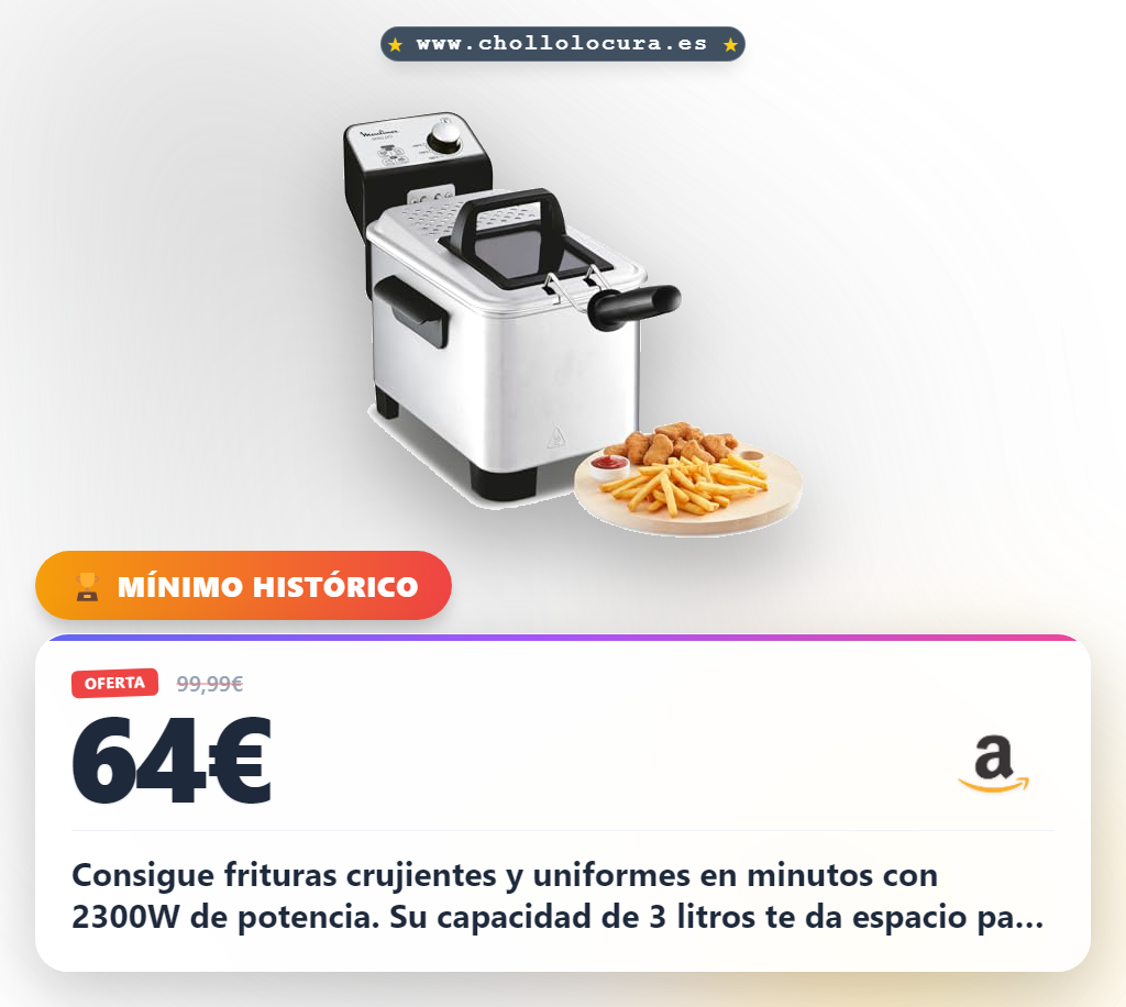 Consigue la freidora Moulinex Easy Pro de 2300W con cubeta extraíble y apta para lavavajillas al mejor precio