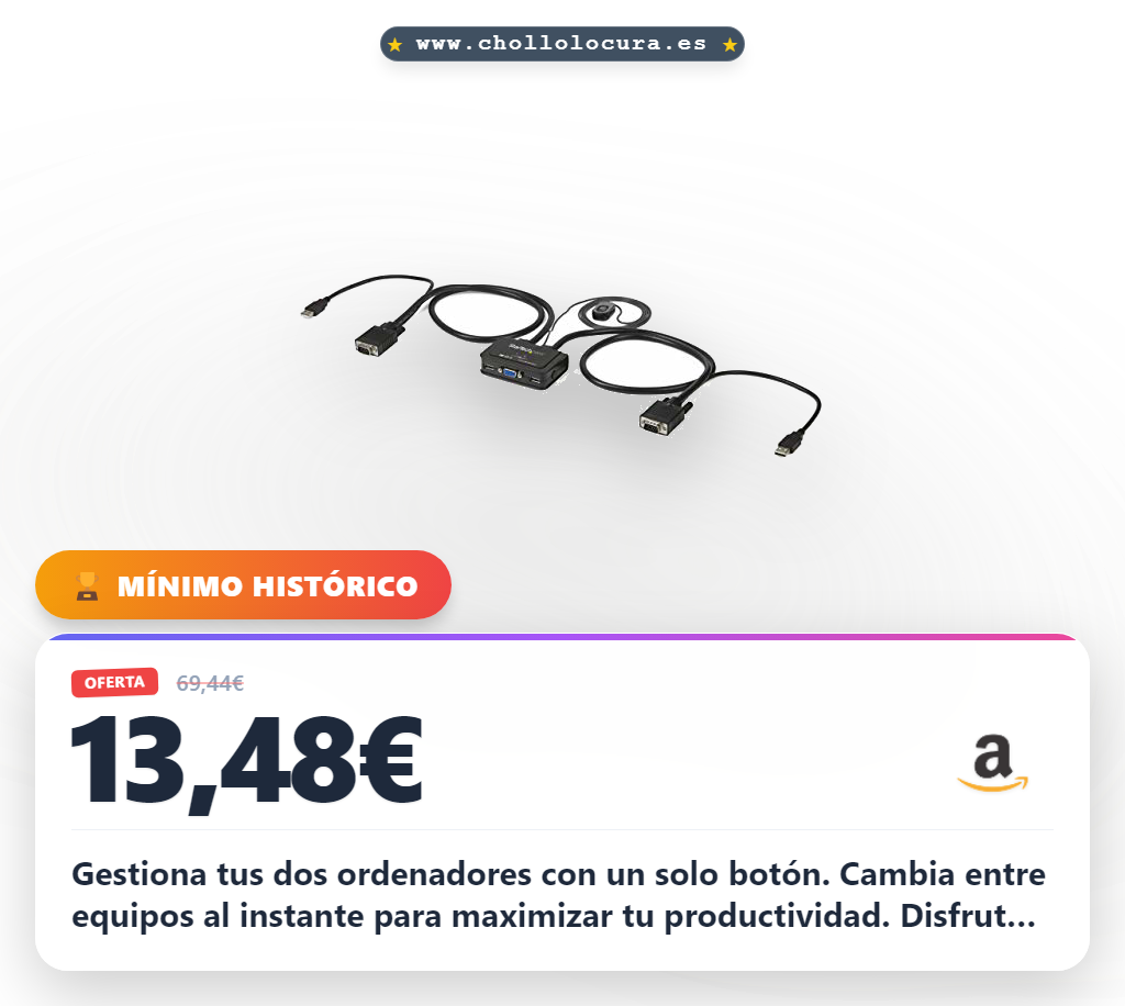 Consigue el Switch KVM StarTech USB VGA 2 Puertos 2048x1536 con conmutación remota y diseño compacto al mejor precio