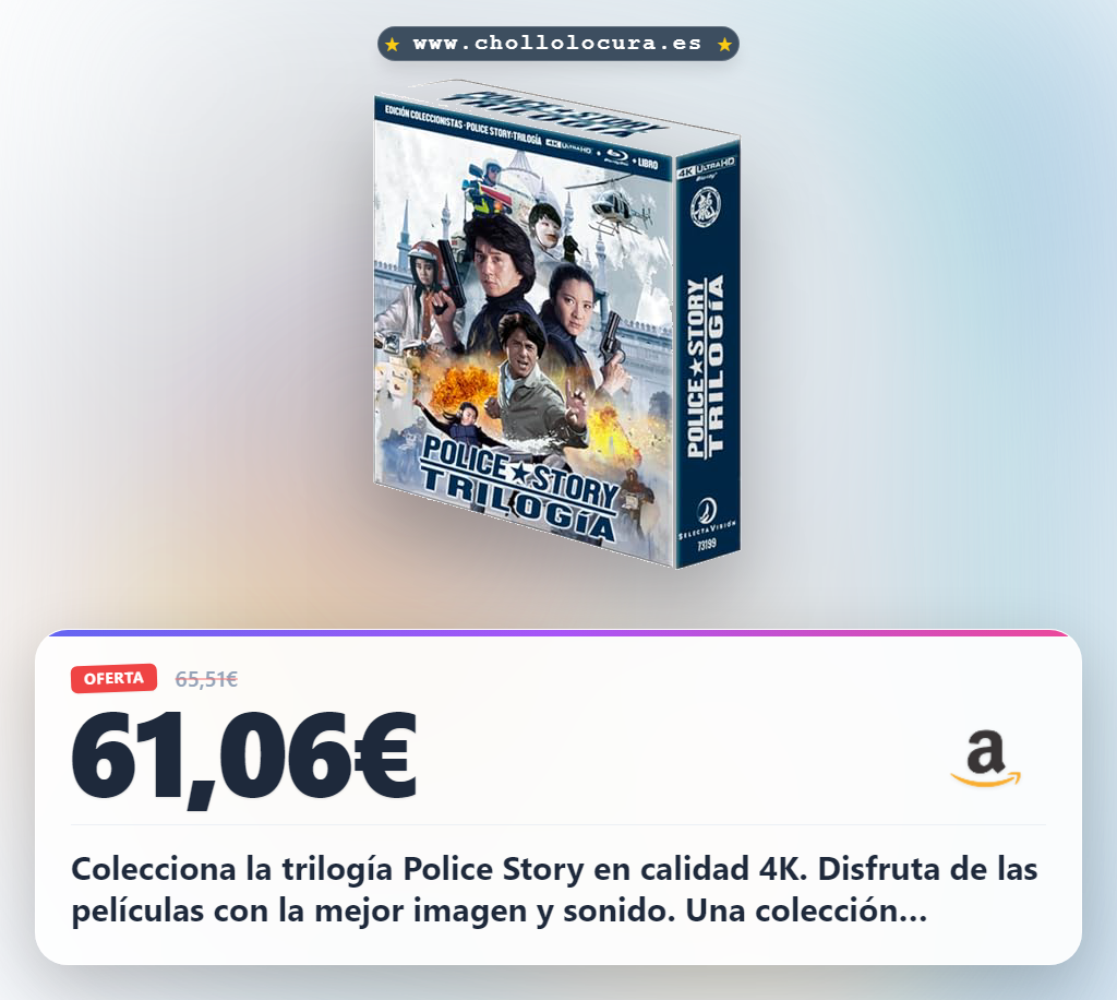 Aprovecha la trilogía Police Story en 4K Blu-ray: Police Story / 2 / 3 para coleccionistas