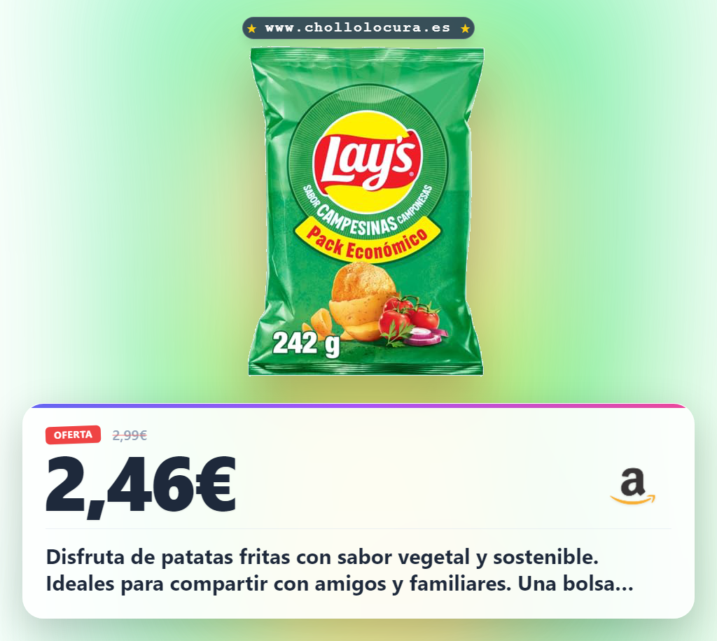 Disfruta de patatas fritas Lay's Campesinas con sabor vegetal de cultivos sostenibles en oferta