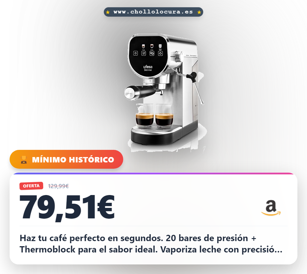 Encuentra la Cafetera Espresso Ufesa Sienna 20 Bares con Thermoblock y Panel Táctil al mejor precio.