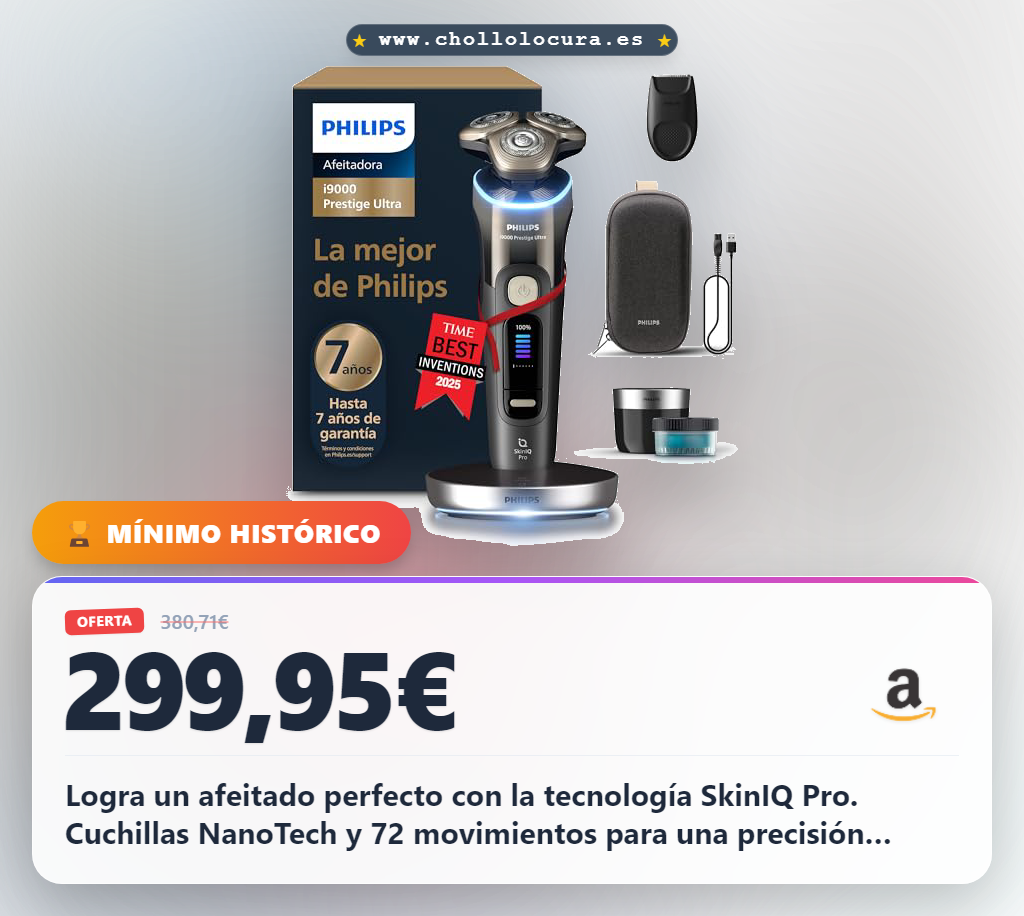 Consigue la afeitadora eléctrica Philips i9000 Prestige Ultra con tecnología SkinIQ Pro al mejor precio
