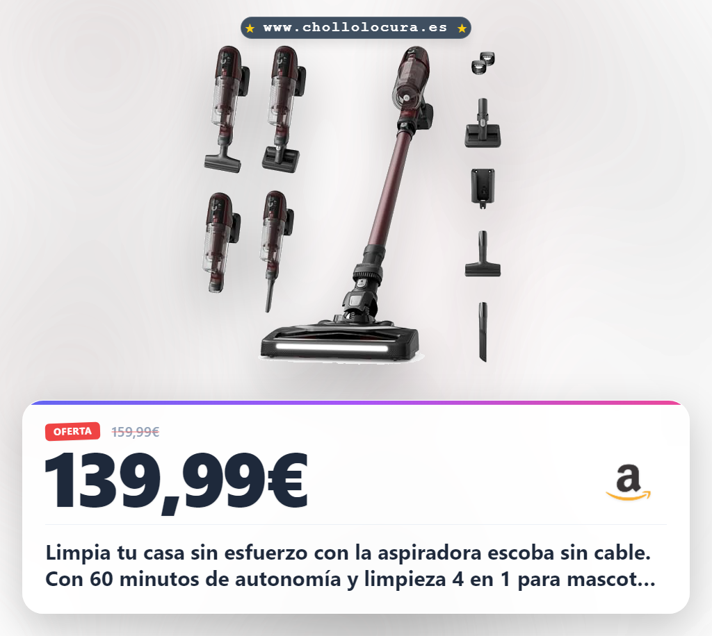 Aprovecha la aspiradora escoba sin cable Rowenta X-Pert 6.80 con limpieza 4 en 1 y accesorios para mascotas al mejor precio