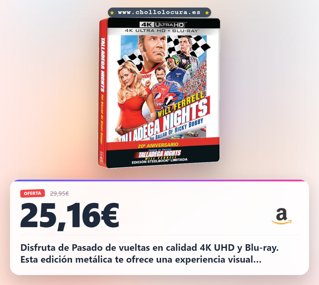 Llévate Pasado de vueltas 4K UHD y BD edición metálica en oferta histórica al mejor precio del año en oferta histórica para ti.
