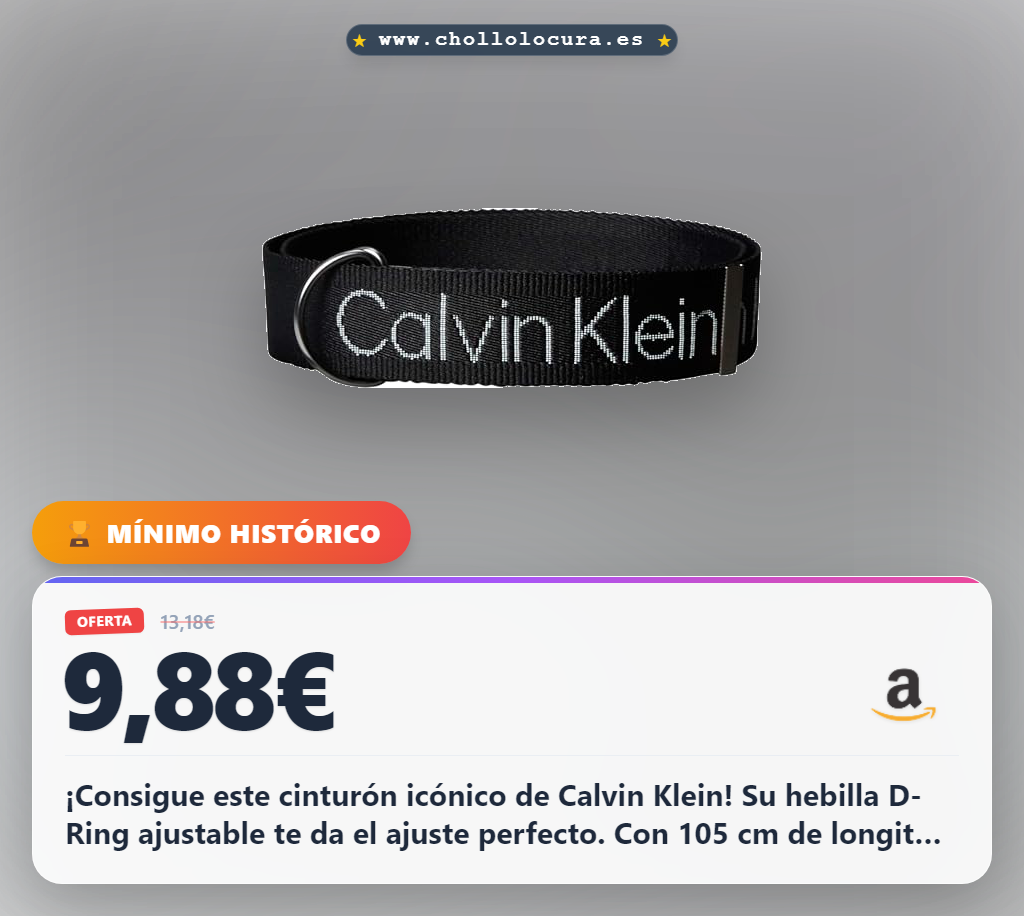 Obtén el cinturón D-Ring Calvin Klein negro 38mm con hebilla doble al mejor precio en oferta histórica para ti.
