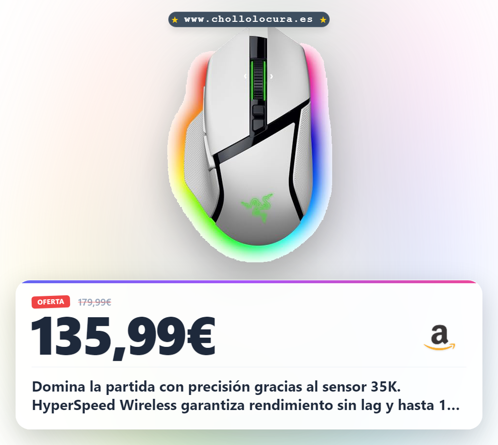 Domina la partida con precisión gracias al sensor 35K. HyperSpeed Wireless garantiza rendimiento sin lag y hasta 140 horas de batería. Personaliza tus 13 controles con macros únicas y vive la inmersión total con RGB. Un ratón ergonómico y duradero hecho para que ganes.