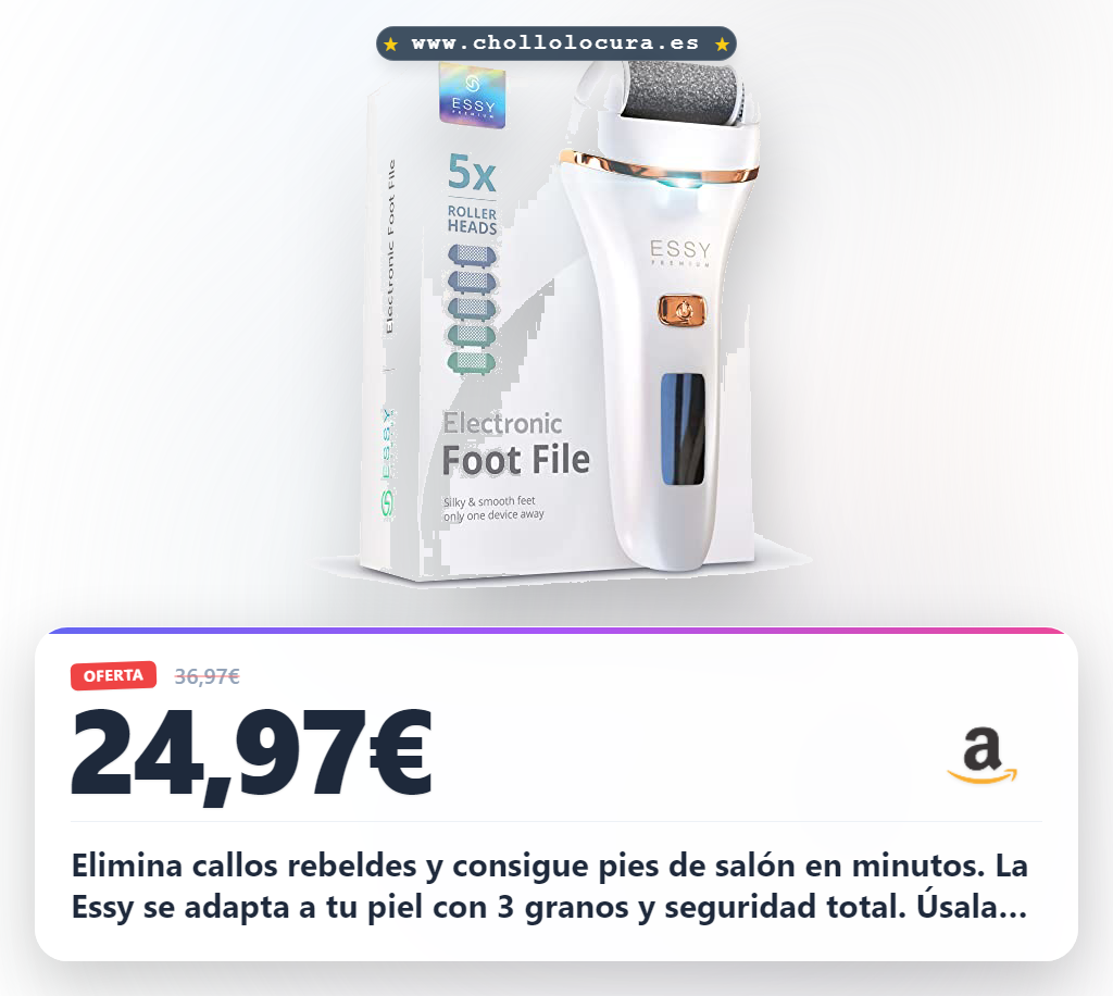 Descubre la Lima Eléctrica Essy: Elimina callos con Carga USB y 5 rodillos en oferta histórica