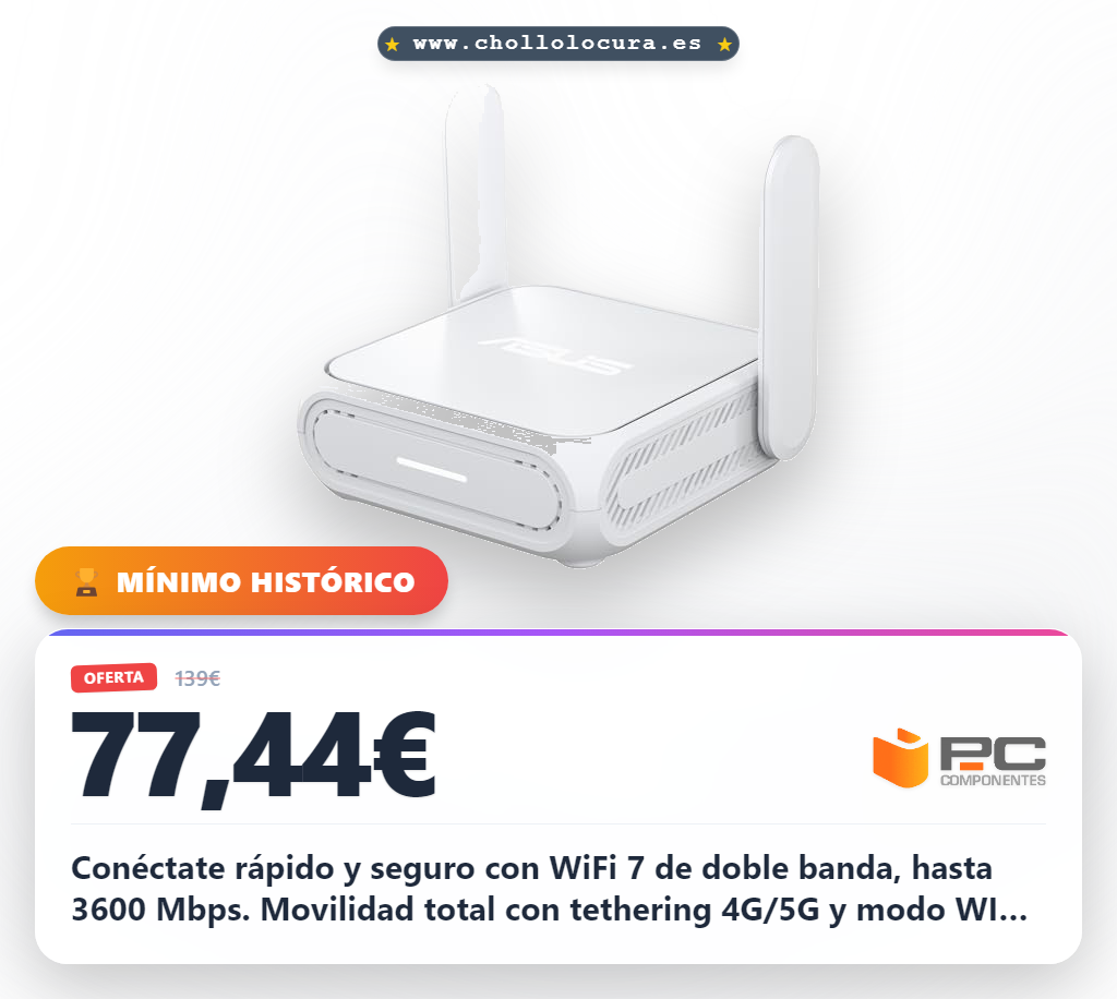 ASUS RT-BE58 GO - Router portátil WiFi 7 (802.11be) de Doble Banda, hasta 3600 Mbps, Mobile tethering 4G y 5G, Modo WiFi público (WISP), Puerto 2,5G, SSID Guest Network Pro, Seguridad de Red, USB-C