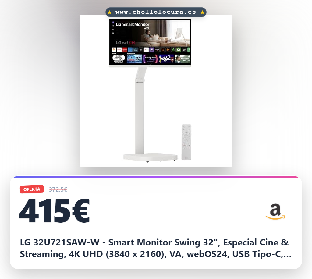 Consigue el monitor LG 32U721SAW-W 4K UHD con webOS y USB-C en oferta histórica