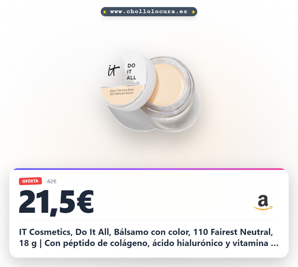 IT Cosmetics, Do It All, Bálsamo con color, 110 Fairest Neutral, 18 g | Con péptido de colágeno, ácido hialurónico y vitamina E, cobertura ligera, piel uniforme y radiante al instante