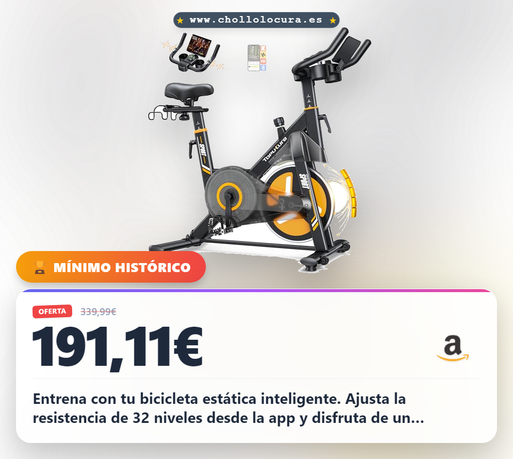 Aprovecha la bicicleta estática electromagnética Toputure con 32 niveles de resistencia y control por APP