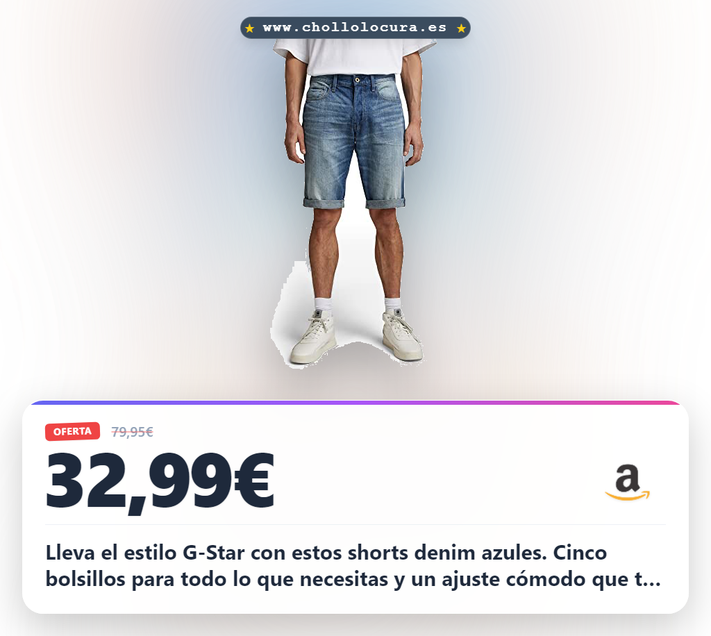 Consigue los shorts denim G-Star para hombre azul con cinco bolsillos y ajuste cómodo en oferta