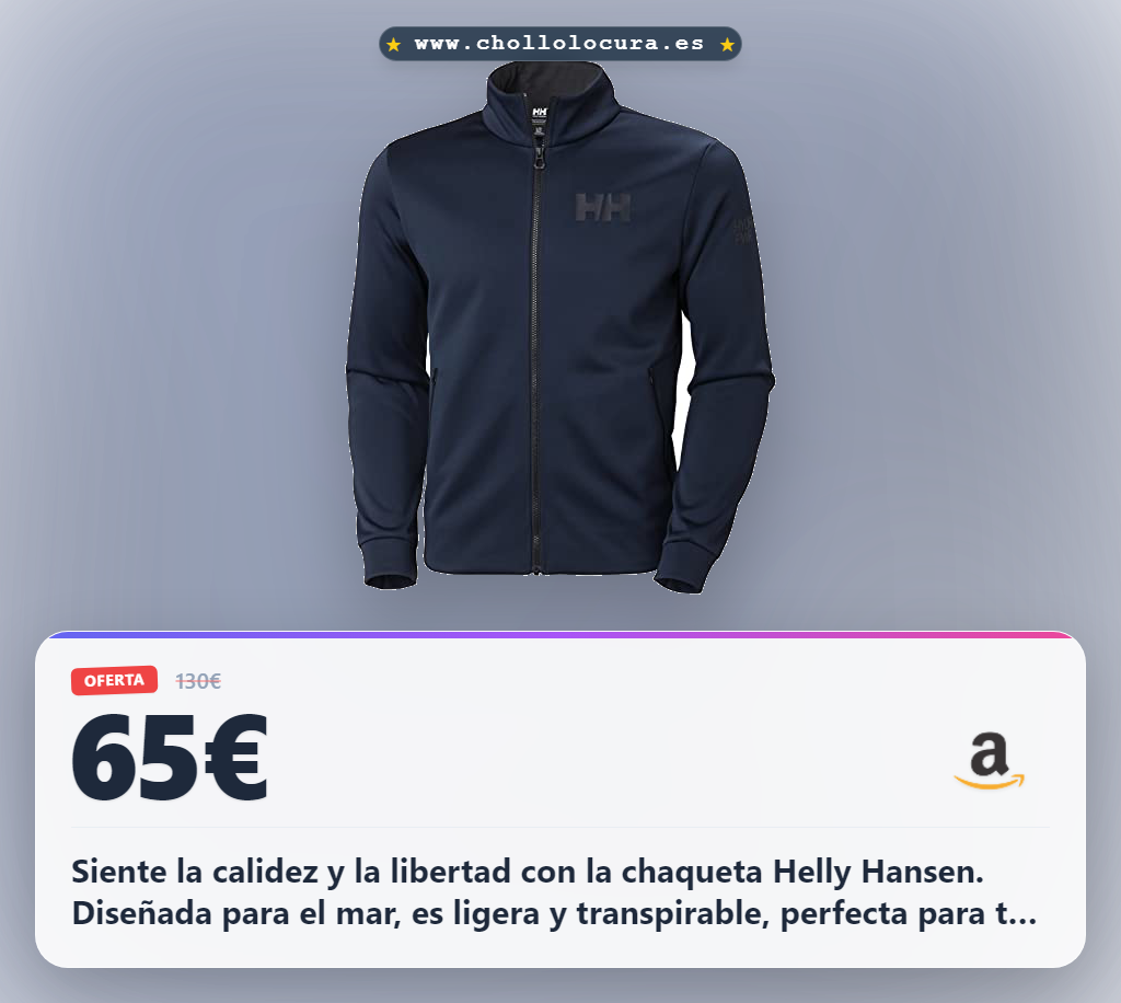 Logra disfrutar de la navegación costera con la chaqueta Helly Hansen forro polar azul marino. Ligera y cálida a precio de chollo.