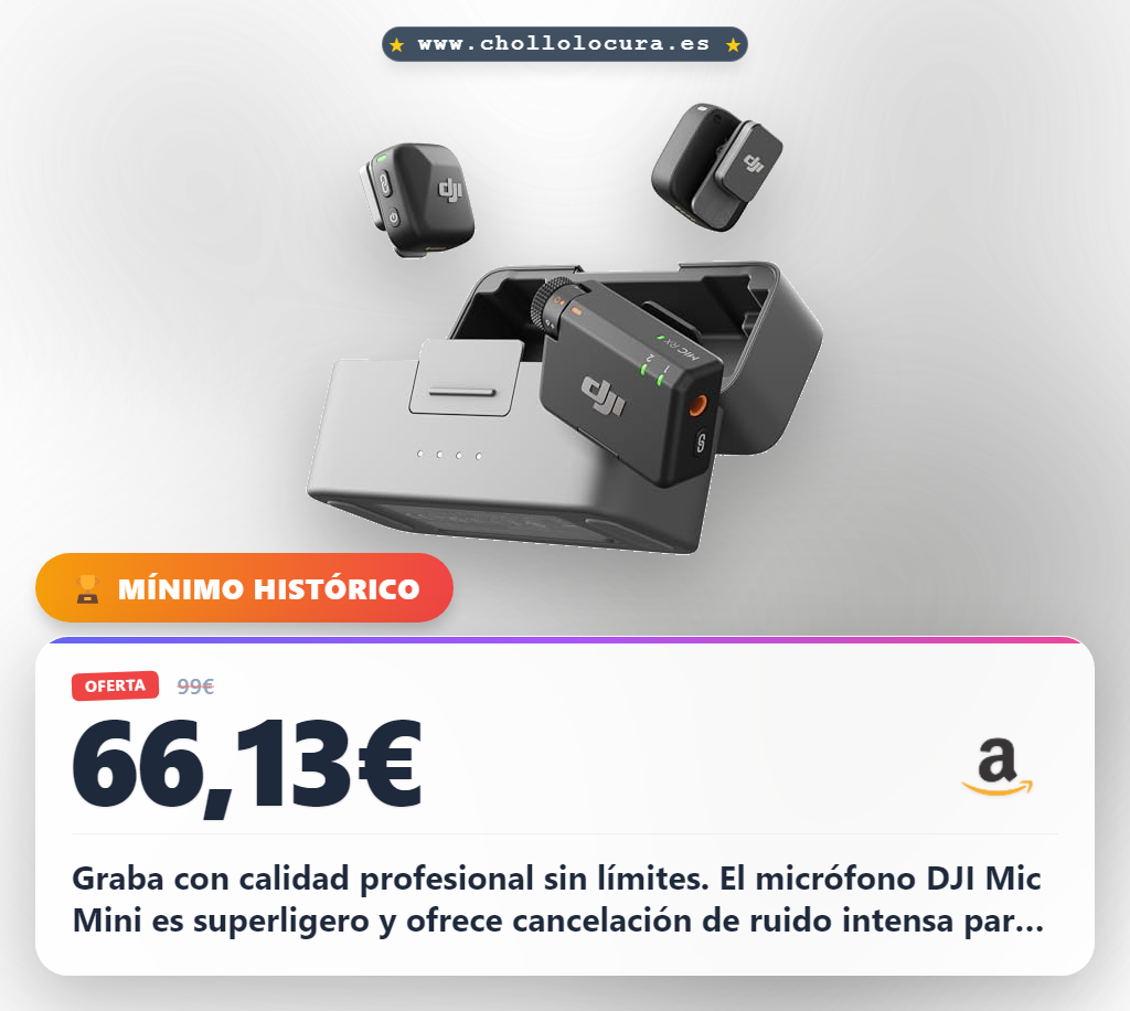 Aprovecha el micrófono DJI Mic Mini con cancelación de ruido profesional y 48h de batería para contenido