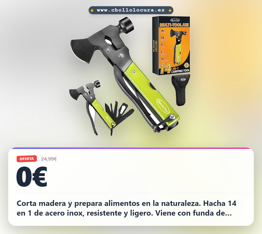 RoverTac Multitool Hacha Hacha, Camping Gear, Regalos para Hombres Marido Él, Regalos para Hombres Papá Regalos, 14 en 1 Multi Herramienta Hacha para Camping Senderismo Supervivencia…