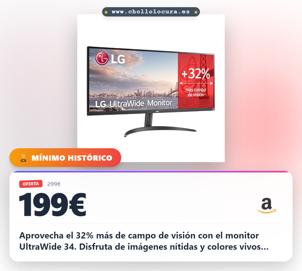 Consigue el Monitor UltraWide 34 con Super Resolution+ y HDR10 para una experiencia inmersiva al mejor precio
