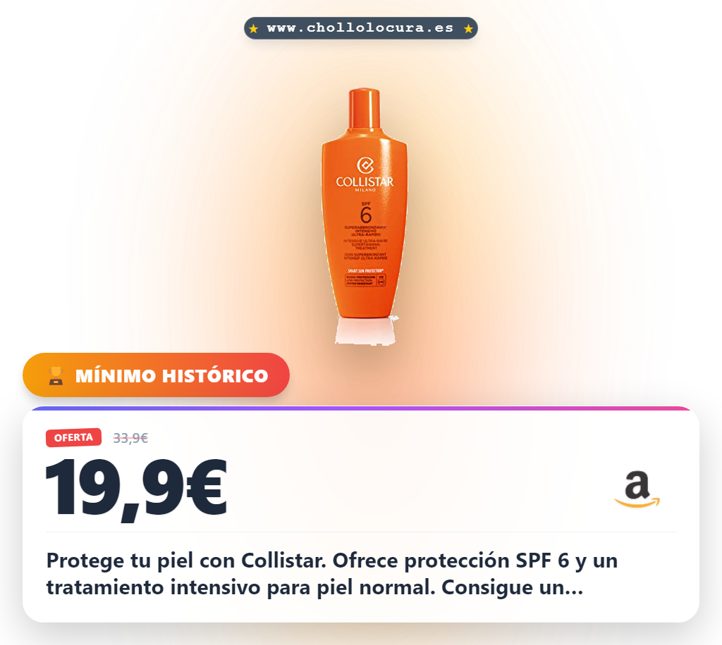 Llévate el tratamiento Collistar Perfect Tanning SPF6 para piel normal en oferta al mejor precio del año 200 ml.