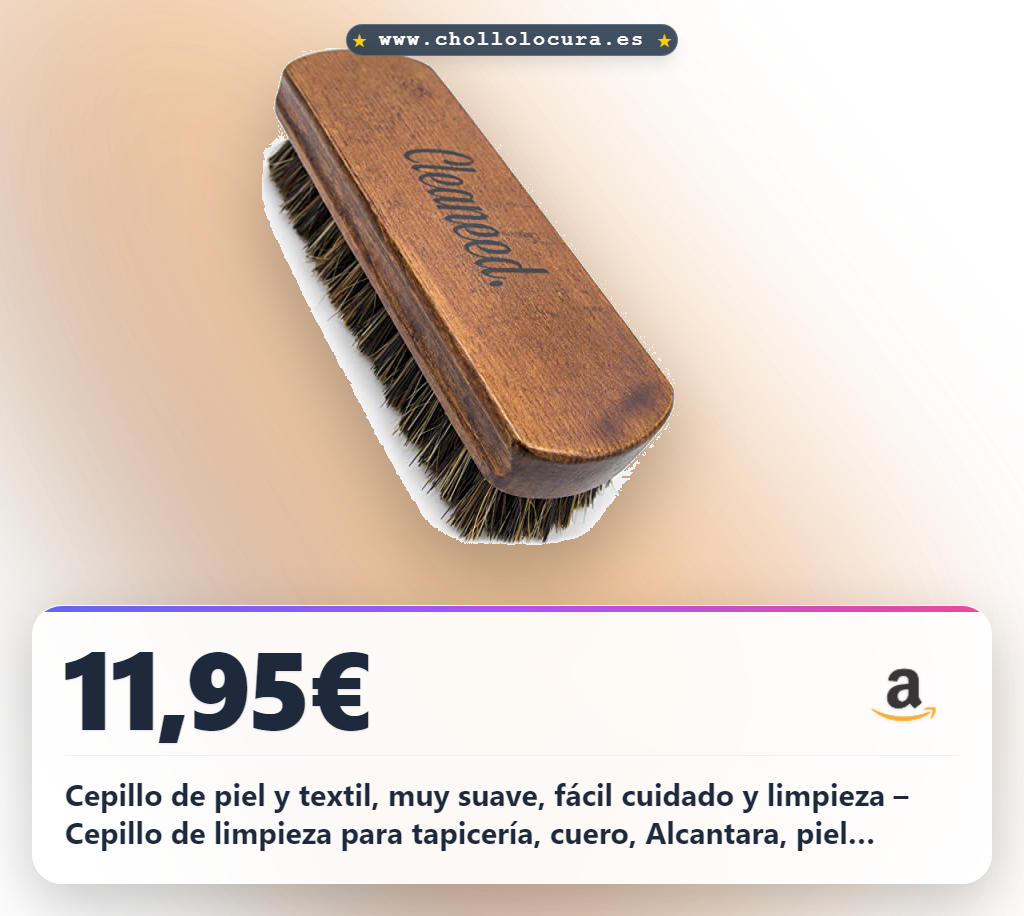 Cepillo de piel y textil, muy suave, fácil cuidado y limpieza – Cepillo de limpieza para tapicería, cuero, Alcantara, piel sintética, capota convertible, interior del coche