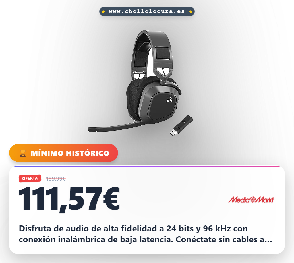 Consigue auriculares gaming inalámbricos 2.4 GHz con Bluetooth y 65 horas de batería al mejor precio