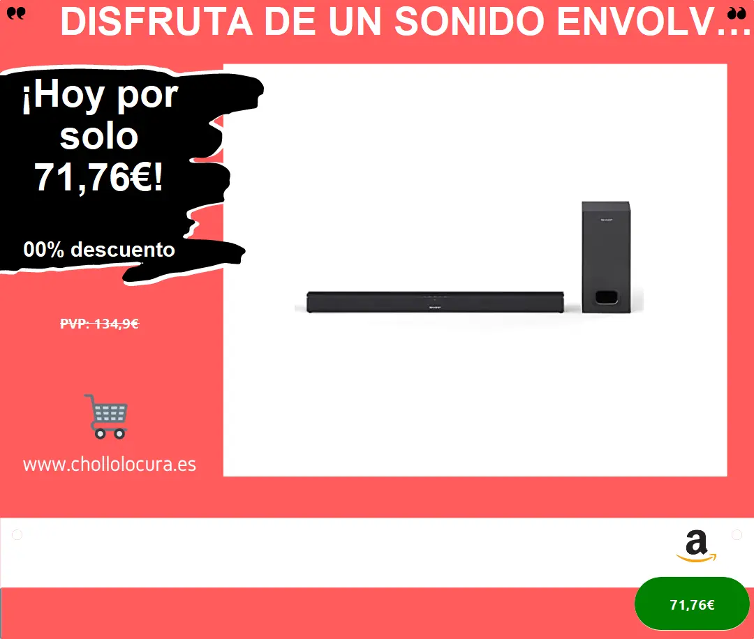 Disfruta de un sonido envolvente de cine en casa con la barra de sonido Sharp HT-SBW110 2.1 Slim