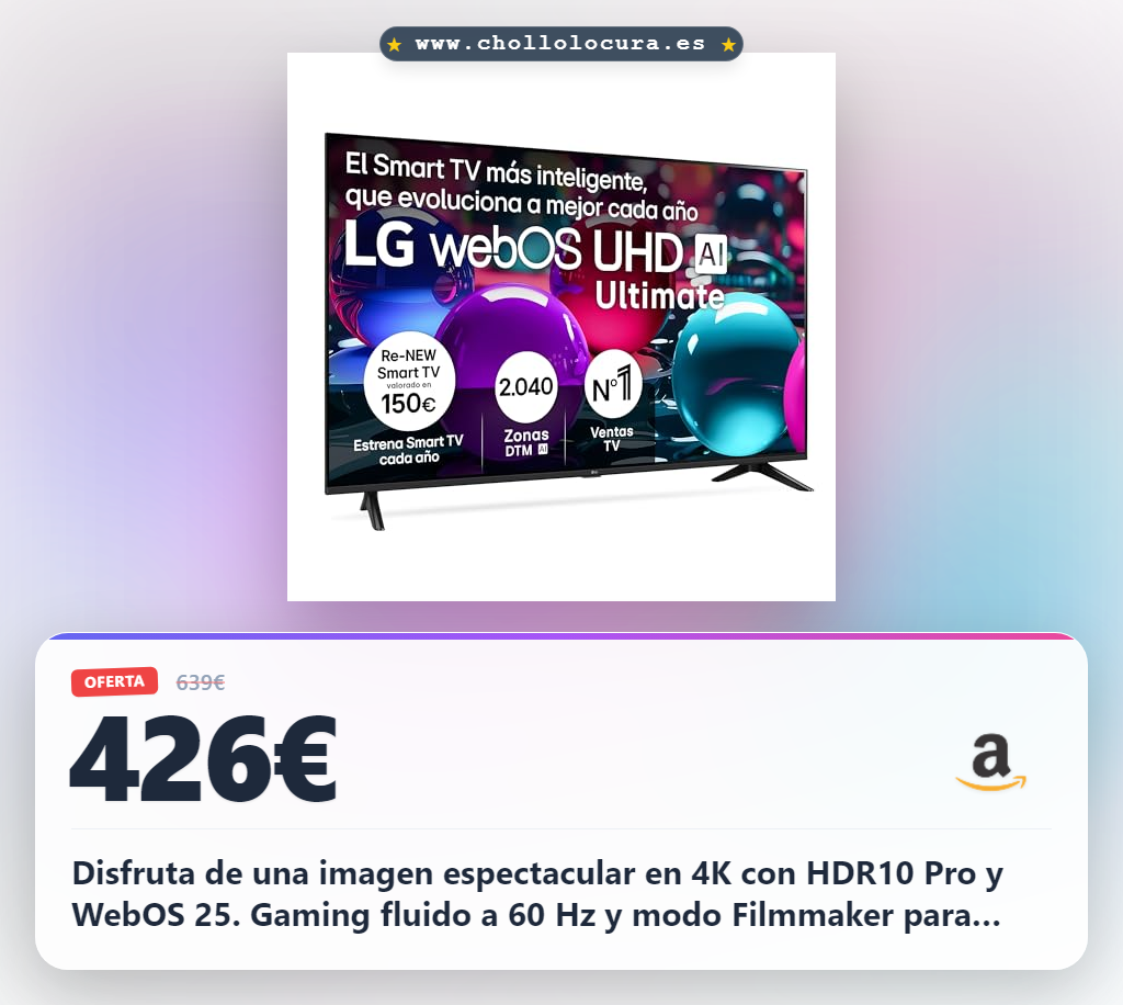 Aprovecha esta TV 65 pulgadas 4K UHD con HDR10 Pro y WebOS 25 para gaming fluido al mejor precio