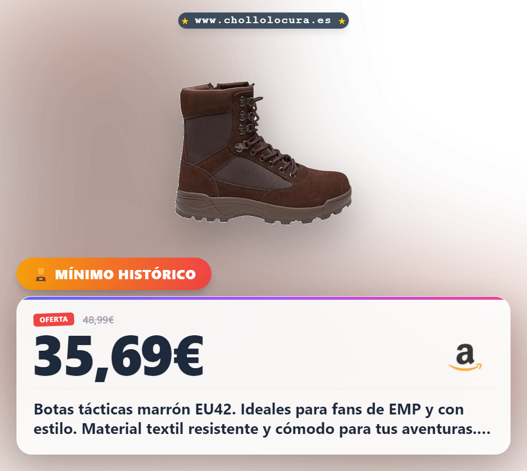 Consigue botas tácticas hombre marrón EU42 con cordón y tacón de 4 cm en oferta