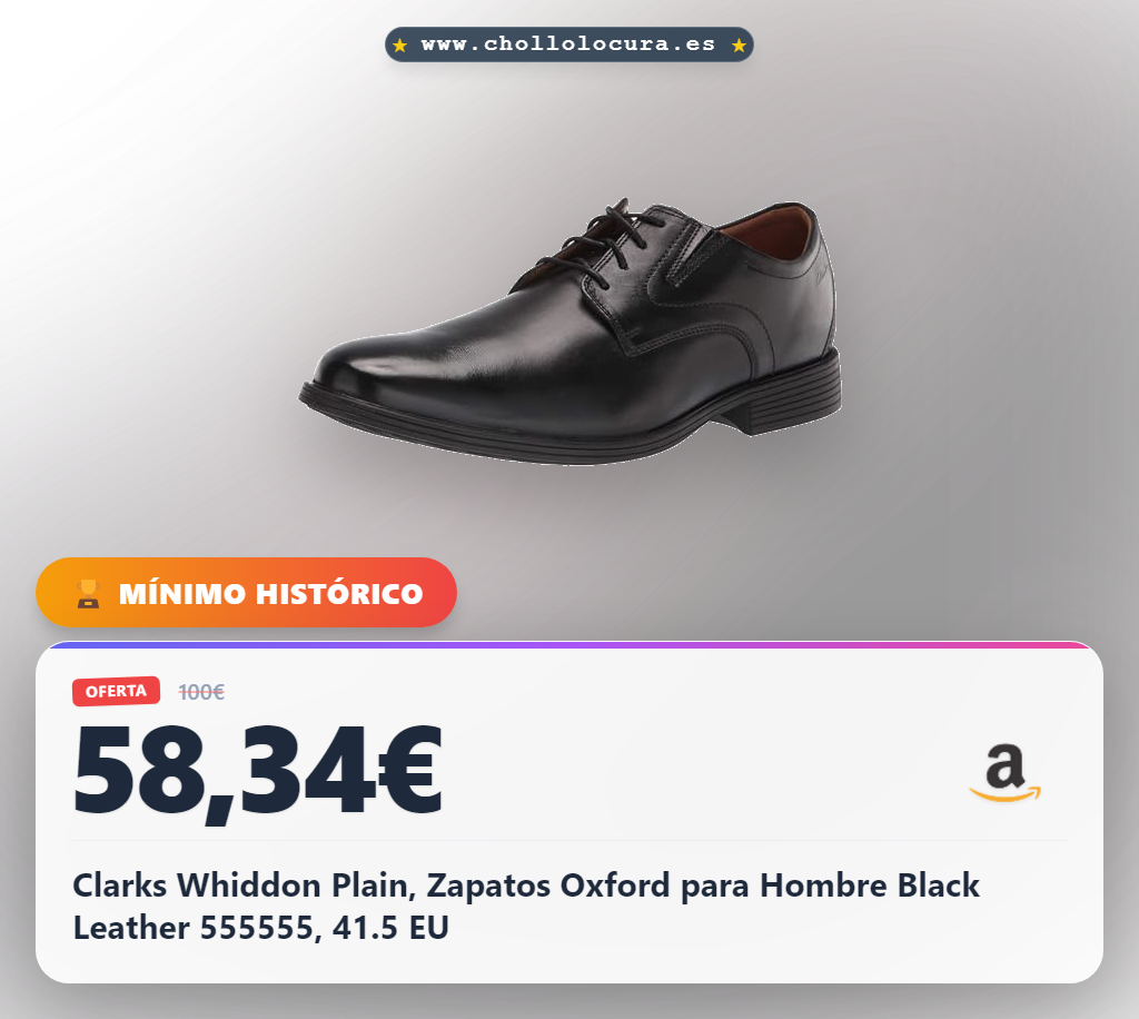 Clarks Whiddon Plain, Zapatos Oxford para Hombre Black Leather 555555, 41.5 EU