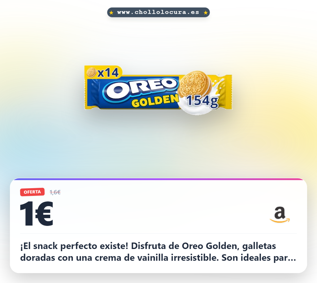 Aprovecha Oreo Golden, las galletas doradas con crema de vainilla. El snack perfecto para mojar y compartir al mejor precio