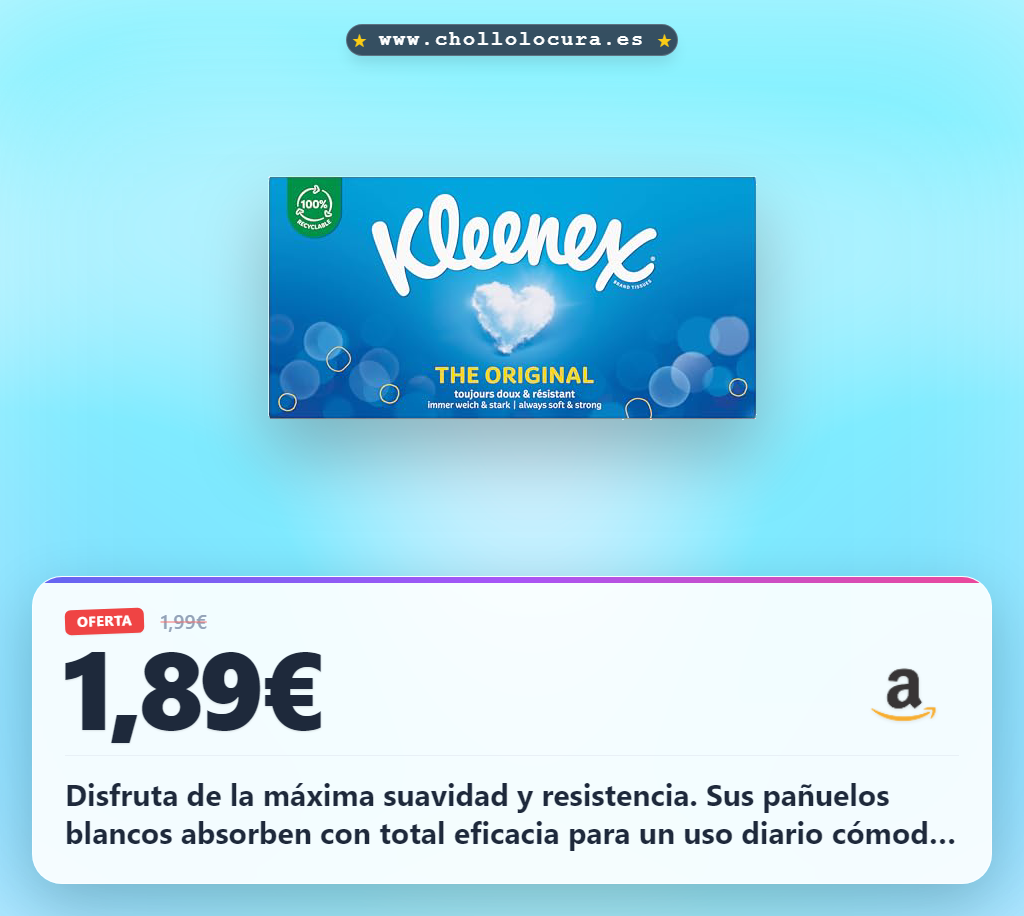 Aprovecha la caja de pañuelos KLEENEX 72 unidades. Pañuelos blancos para uso diario con óptima absorción y máxima suavidad.