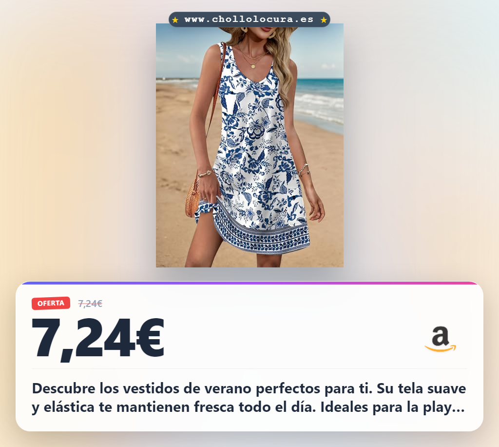 Aprovecha vestidos de verano sueltos con flores azules para mujer en oferta histórica