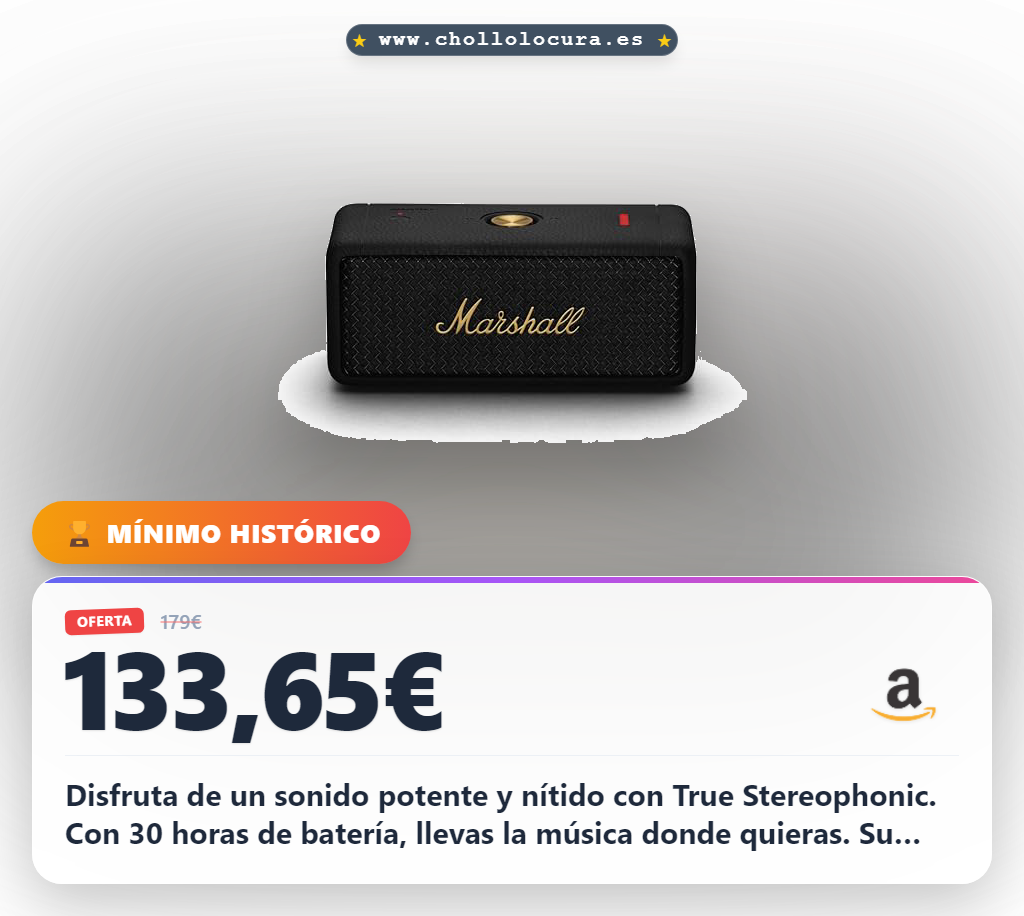 Disfruta de un sonido potente y nítido con True Stereophonic. Con 30 horas de batería, llevas la música donde quieras. Su diseño resistente IP67 te protege del polvo y el agua. La potencia de Marshall en tus manos.
