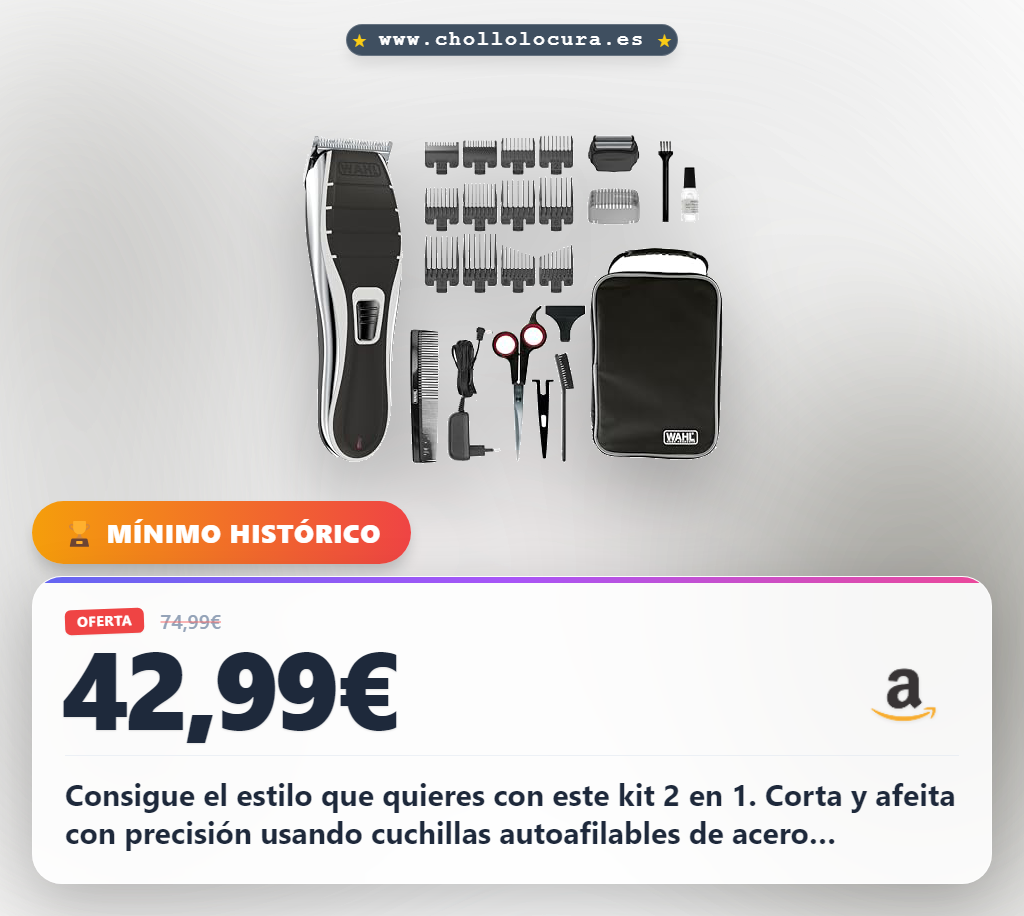 Aprovecha el kit WAHL 2 en 1 cortapelos y afeitadora inalámbrico al mejor precio de oferta histórica
