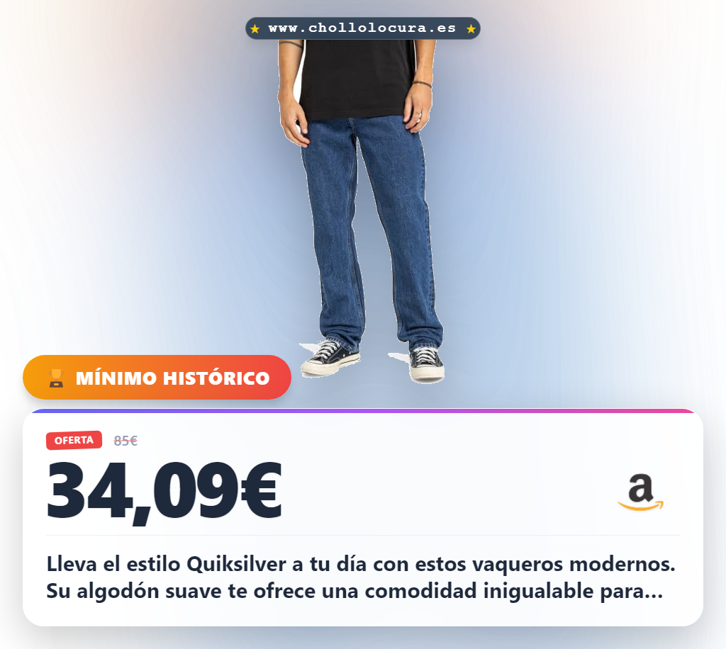 Obtén los pantalones vaqueros Quiksilver modernos de algodón azul en oferta al mejor precio