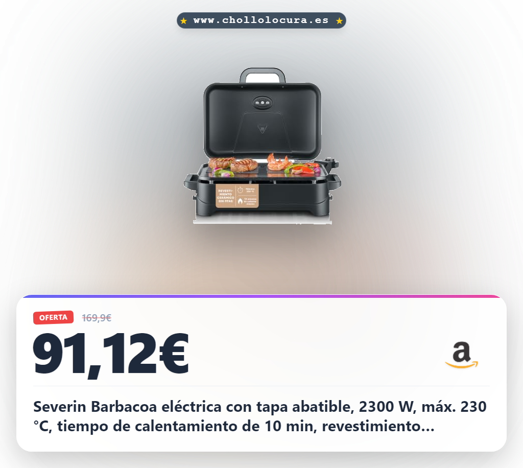 Severin Barbacoa eléctrica con tapa abatible, 2300 W, máx. 230 °C, tiempo de calentamiento de 10 min, revestimiento cerámico, termómetro, superficie de cocción de 45 x 30 cm, negro mate, PG 8597